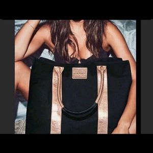 Victoria’s Secret black and rose gold tote
